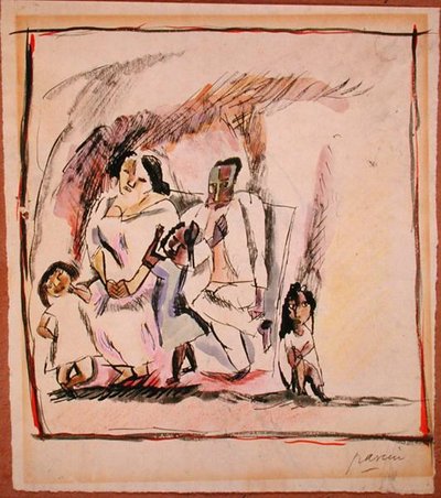 Madre, padre y tres hijos de Jules Pascin