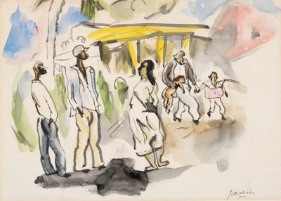 Escena sureña: Cuatro negros, dos niños de Jules Pascin
