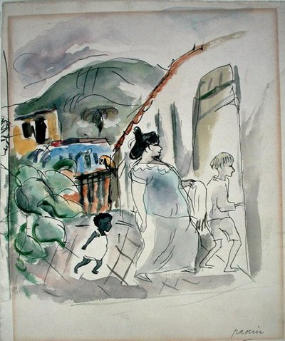 Mujer y dos niños de Jules Pascin