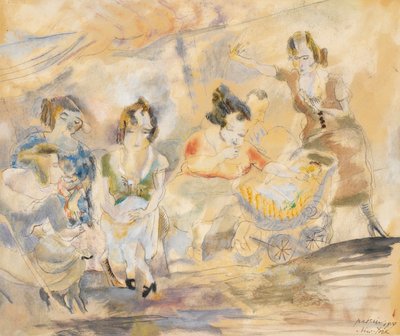 Mujer con Cochecito de Bebé, Nueva York, 1919 de Jules Pascin