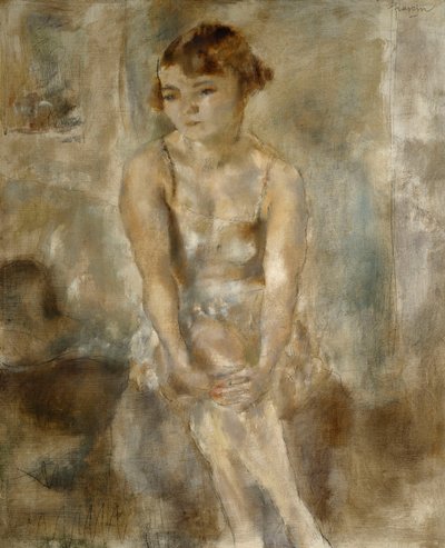 Joven Mujer Sentada en Camisa de Jules Pascin