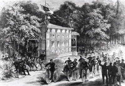 Carrera de velocípedos en Pre Catelan, c.1860-70 de Jules Pelcoq