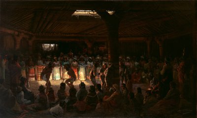 Baile en una casa subterránea en Clear Lake, California, 1878 de Jules Tavernier