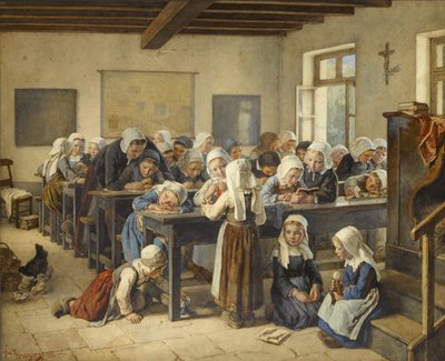 Una escuela de niñas bretonas de Jules Trayer
