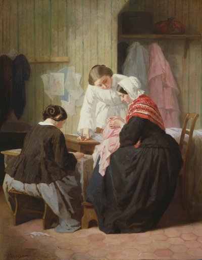 Damas cosiendo de Jules Trayer