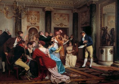 La moda del romance. Lectura de una obra de teatro en un salón parisino. (Salón Literario) de Jules Worms