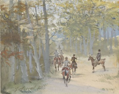 Paisaje forestal con jinetes de Jules baron Finot
