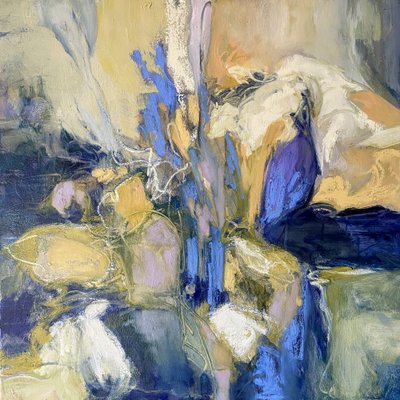 Flujo abstracto azul y amarillo de Julia Purinton
