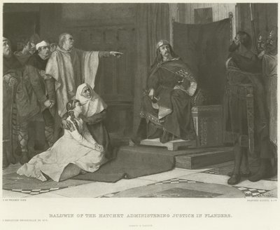 Baldwin del Hacha administrando justicia en Flandes (grabado) de Juliaan de Vriendt