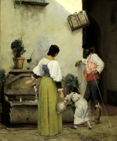 En el abrevadero, 1876-1877 de Julian Alden Weir