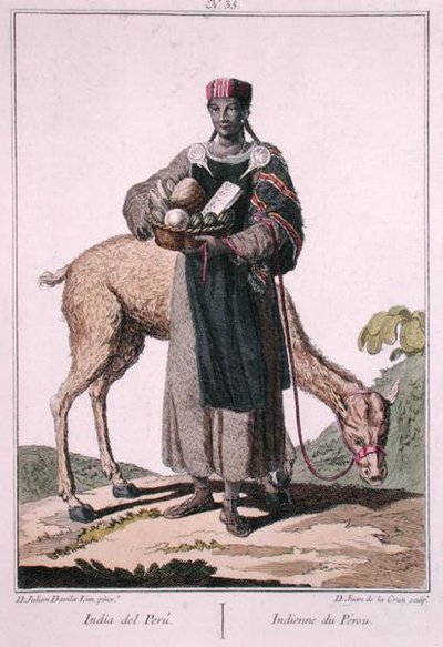 Indio Peruano, grabado por Juan de la Cruz de Julian Davila