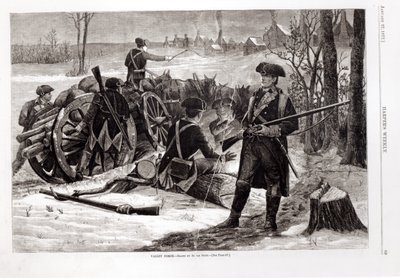 Escena de invierno en el campamento del Ejército Continental en Valley Forge, Pensilvania, 1780, de 