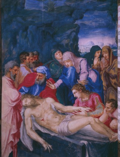 El entierro, de un facsímil del Breviario del Rey Felipe II de España, 1569 de Julian and Leon, Andres de Fuente del Saz