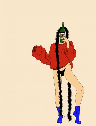 La chica de la botella con el jersey rojo de Juliana Kokolari