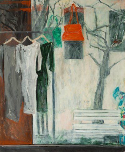 La tienda de ropa, 2016 (óleo sobre lienzo) de Julie Held