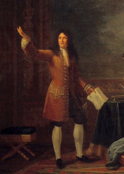 Jean Racine (1639-1699) leyendo su obra ante el rey de Francia. Detalle del cuadro "Jean Racine (1639-1699) leyendo "Athalie" ante Luis XIV (1638-1715) y Françoise d