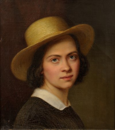 Estonio: "Autorretrato (con sombrero de paja)" de Julie Wilhelmine Hagen Schwarz