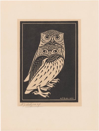 Dos búhos de Julie de Graag (signed by artist)