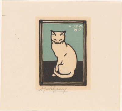 Gato sentado con los ojos cerrados de Julie de Graag (signed by artist)