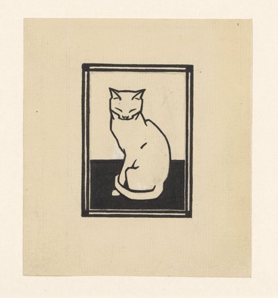 Gato sentado con los ojos cerrados de Julie de Graag