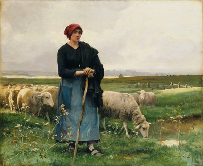 Una pastora con su rebaño de Julien Dupre