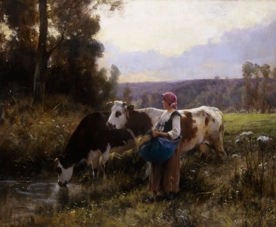 Vacas en el abrevadero de Julien Dupre