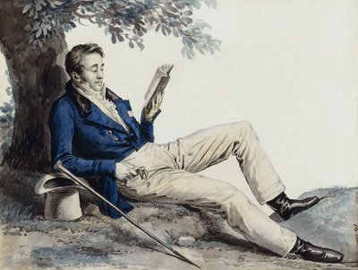 Un joven leyendo bajo un árbol de Julien Leopold Boilly