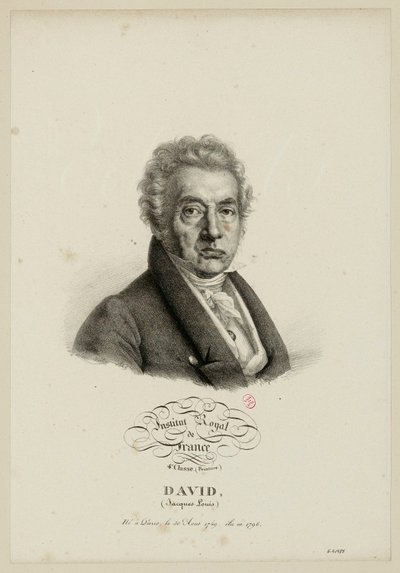 Instituto Real de Francia, 4.ª clase. (Pintura.) David, (Jacques-Louis.) Nacido en París el 30 de agosto de 1749, elegido en 1796. de Julien Leopold Boilly
