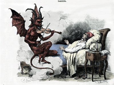 El sueño del compositor Giuseppe Tartini (1692-1770): en su “Sonata de los trinos del Diablo” (Sonata para violín en sol menor), el compositor sueña que hace un pacto con el diablo por el precio de su alma, le confía su violín y el diablo toca de Julien Leopold Boilly