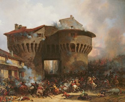 Combate en Porte Pannessac en 1562, c.1833 de Julien Michel Gue