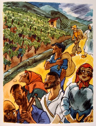 Viñedo francés. 1944. Ilustración de Julien Pavil de Julien Pavil