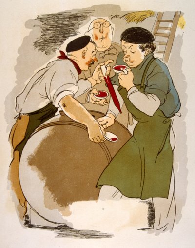 Ilustración humorística del vino 1946.Ilustración de Julien Pavil de Julien Pavil