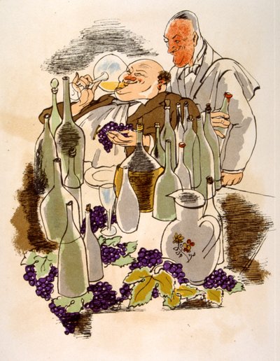 Ilustración humorística del vino 1946.Ilustración de Julien Pavil de Julien Pavil