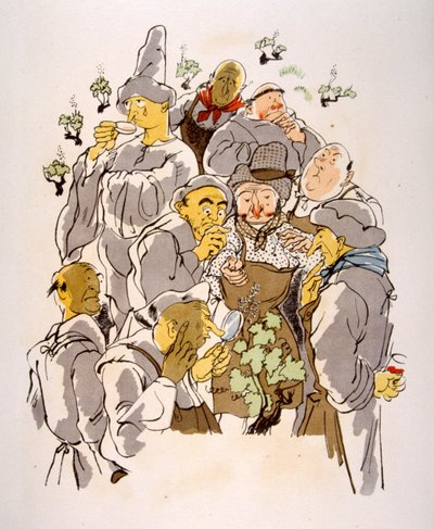 Ilustración humorística del vino 1946.Ilustración de Julien Pavil de Julien Pavil