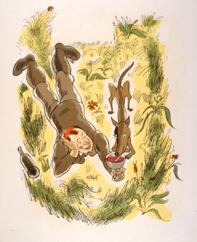 Ilustración humorística del vino 1946.Ilustración de Julien Pavil de Julien Pavil