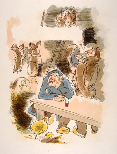 Ilustración humorística del vino 1946.Ilustración de Julien Pavil de Julien Pavil