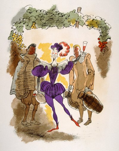 Ilustración humorística del vino 1946.Ilustración de Julien Pavil de Julien Pavil