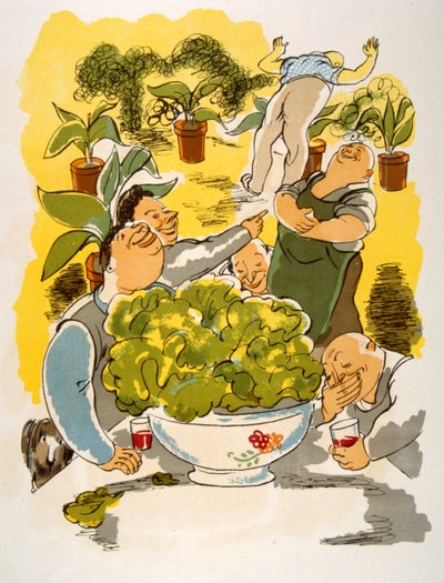 Ilustración humorística del vino 1946.Ilustración de Julien Pavil de Julien Pavil