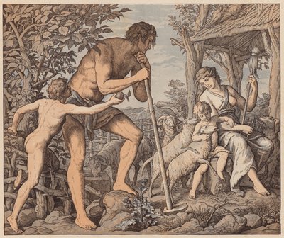 Adán y Eva después de la caída, Génesis, III de Julius (after) Schnorr von Carolsfeld