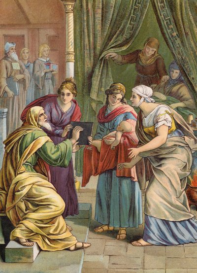 Nacimiento de Juan Bautista (litografía en color) de Julius (after) Schnorr von Carolsfeld