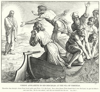 Cristo Aparece a sus Discípulos en el Mar de Tiberíades de Julius (after) Schnorr von Carolsfeld