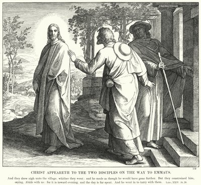 Cristo Aparece a los Dos Discípulos en el Camino a Emaús de Julius (after) Schnorr von Carolsfeld