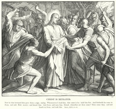 Cristo es traicionado (grabado) de Julius (after) Schnorr von Carolsfeld