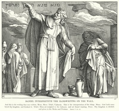 Daniel Interpreta la Escritura en la Pared (grabado) de Julius (after) Schnorr von Carolsfeld