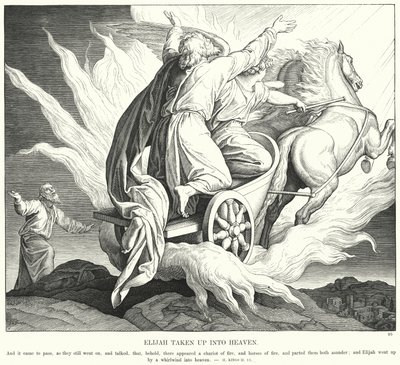 Elías Subiendo al Cielo (grabado) de Julius (after) Schnorr von Carolsfeld