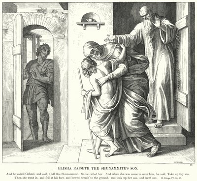 Eliseo Resucita al Hijo de la Sunamita de Julius (after) Schnorr von Carolsfeld
