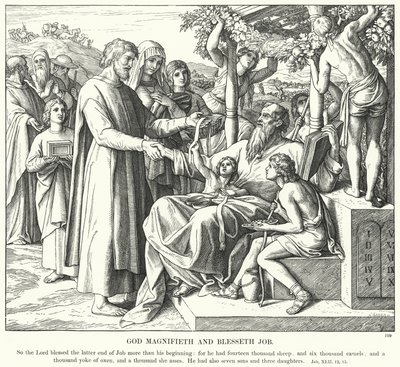 Dios Magnifica y Bendice a Job de Julius (after) Schnorr von Carolsfeld