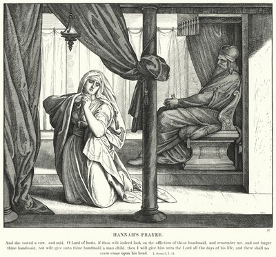 La Oración de Ana (grabado) de Julius (after) Schnorr von Carolsfeld