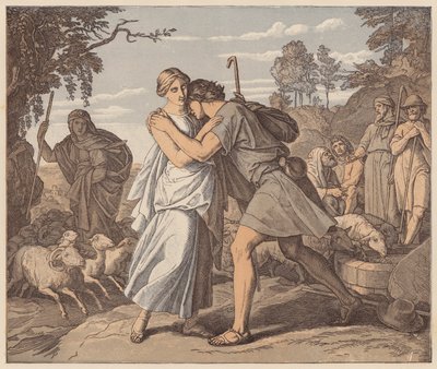 Jacob y Raquel en el pozo, Génesis, XXIX de Julius (after) Schnorr von Carolsfeld