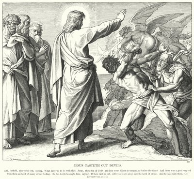 Jesús expulsa demonios (grabado) de Julius (after) Schnorr von Carolsfeld